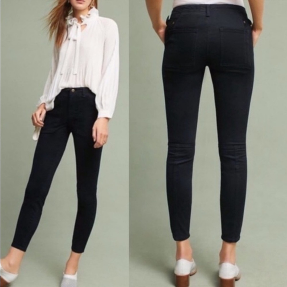 Anthropologie Hei Hei Black Cotton Spandex Skinny Utility Cargo Pants Size 27